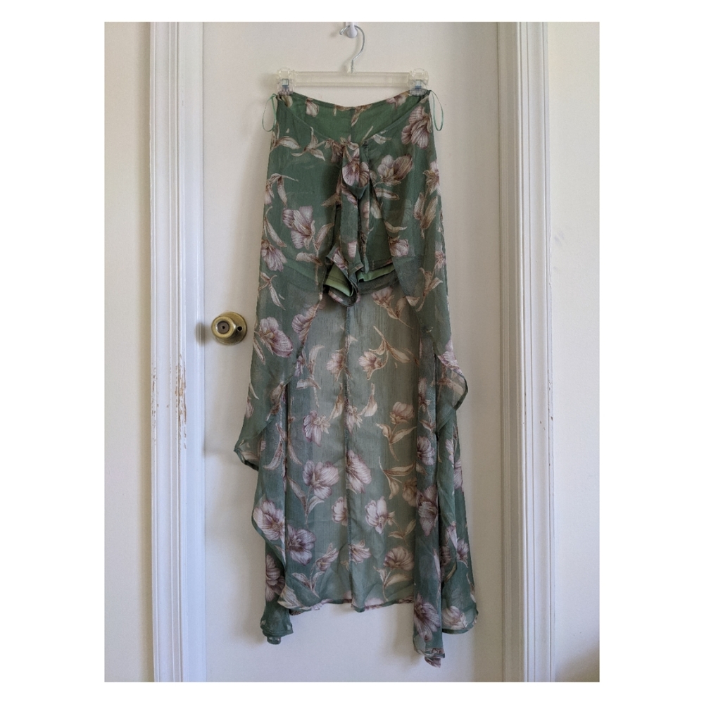San Joy green sage floral skirt